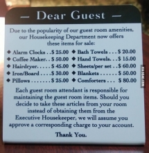 The most tactful way I have seen to deter hotel theft